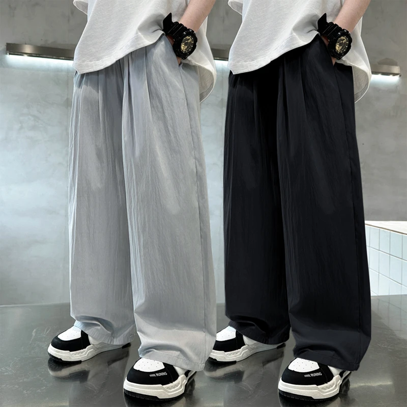 男童夏季薄款防蚊裤中大童休闲长裤直筒百搭宽松潮流垂感速干裤子