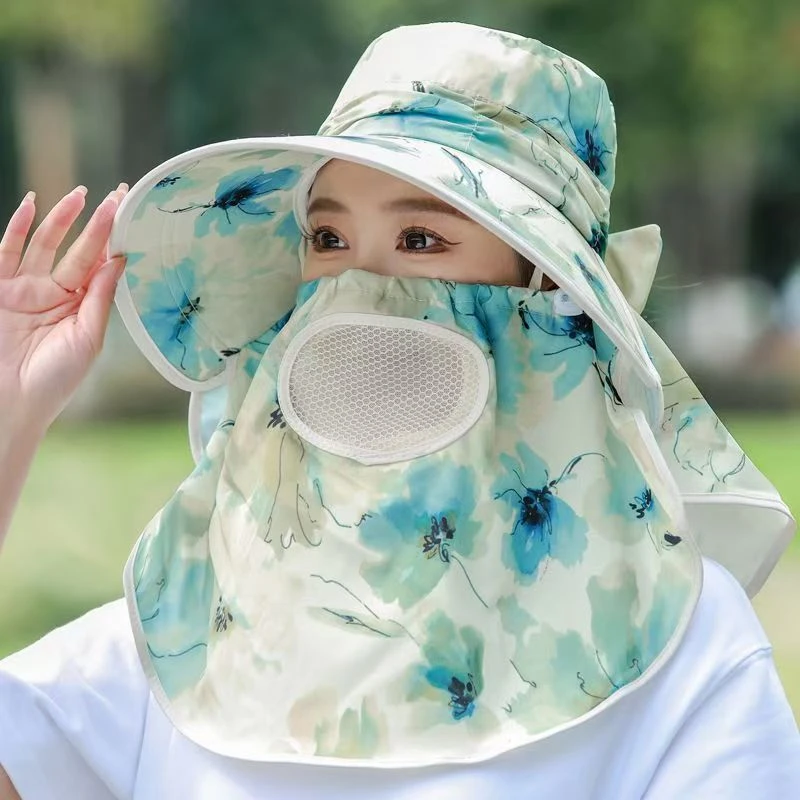 骑车夏季凉帽防晒女户外防紫外线遮脸面罩太阳帽帽子2025款网红款