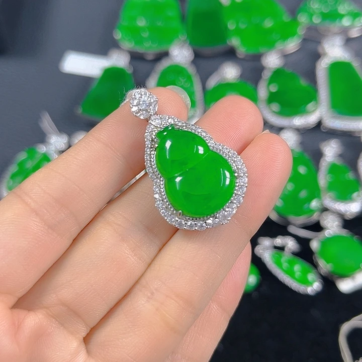 翡翠银S925镶嵌吊坠(不含链)