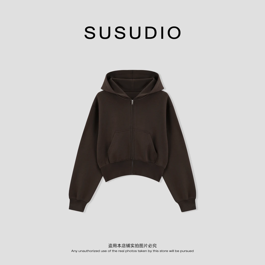 SUSUDIO 早秋极简修身显瘦提高比例小个子连帽拉链外套 70280