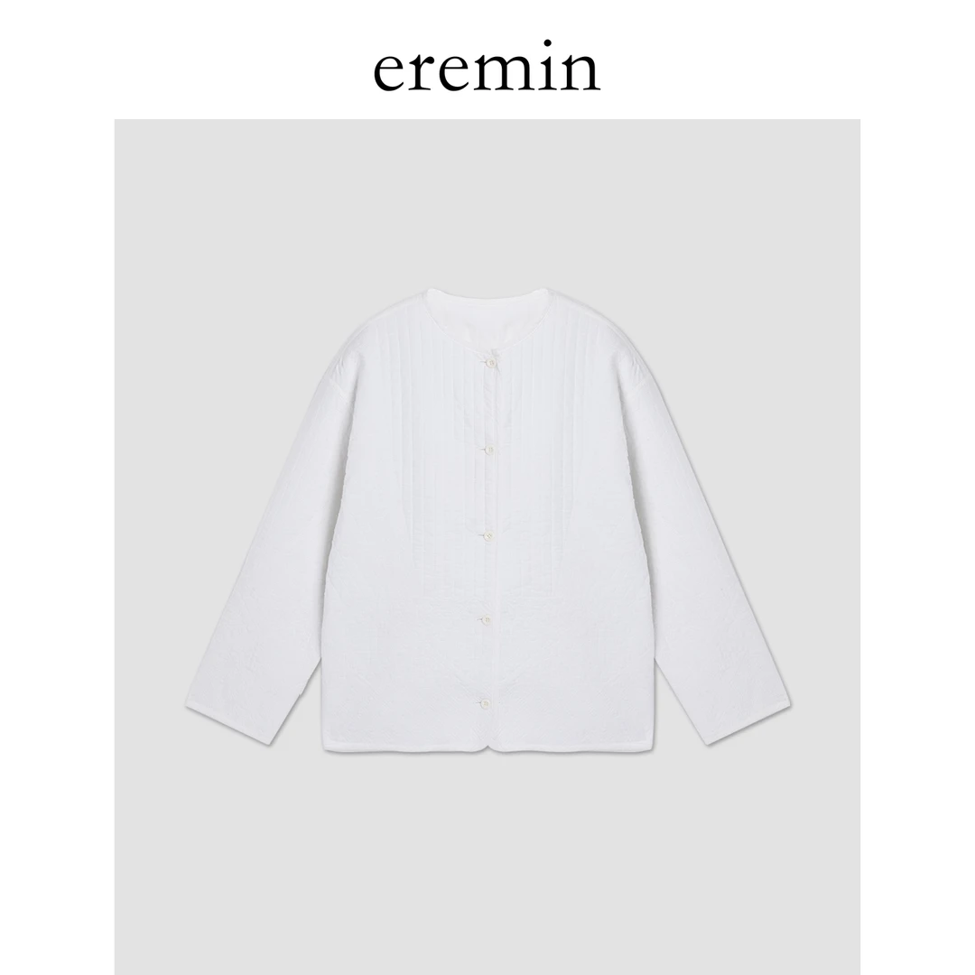 DE Mincollection提花白外套/绗棉绣花休闲单排扣圆领夹克55580