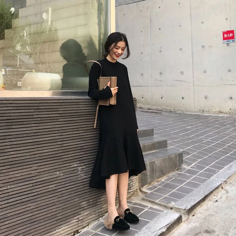 M1515早秋法式复古茶歇气质长裙高级设计感小众别致针织连衣裙