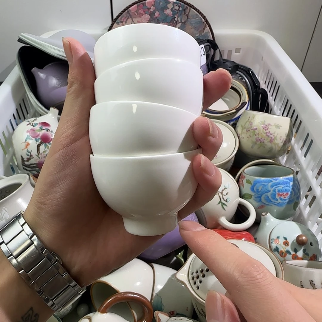 羊脂玉纳福杯四只装