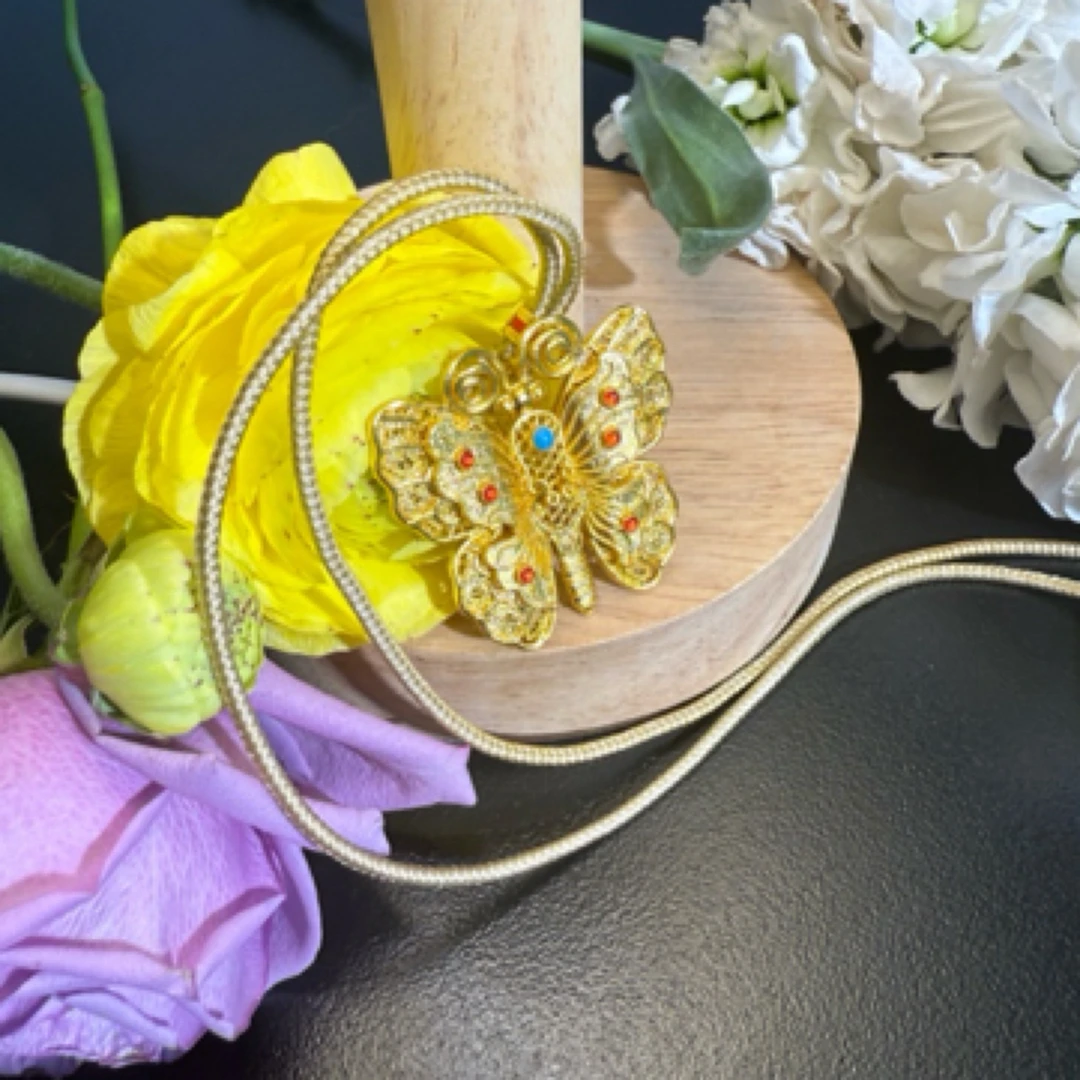 黄铜吊坠 蝴蝶吊坠珐琅工艺双层设计手工编织