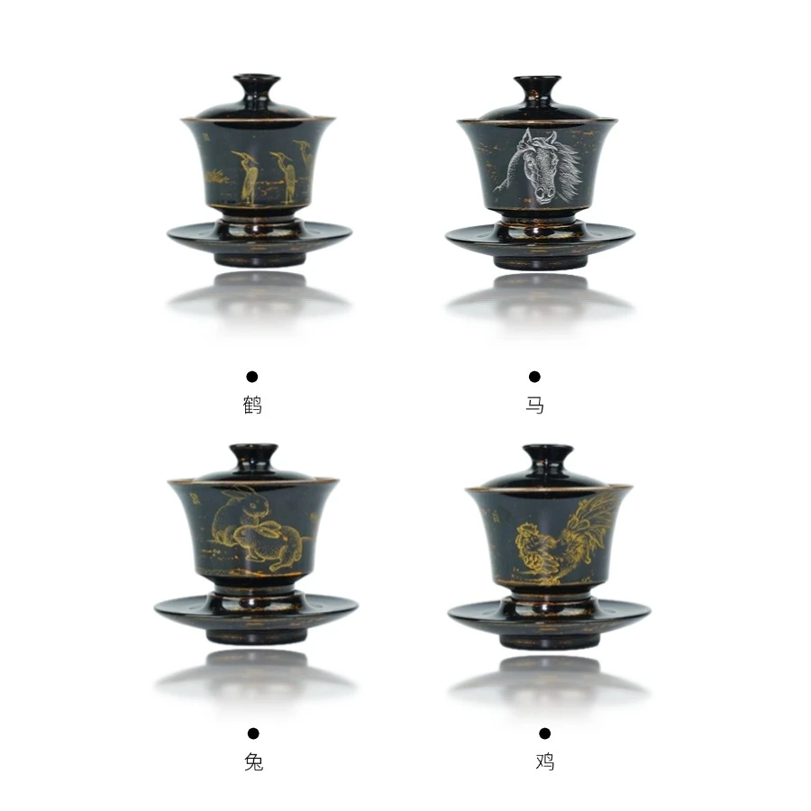 沈绍安非遗漆器李盏柜老师亲制三才盖碗