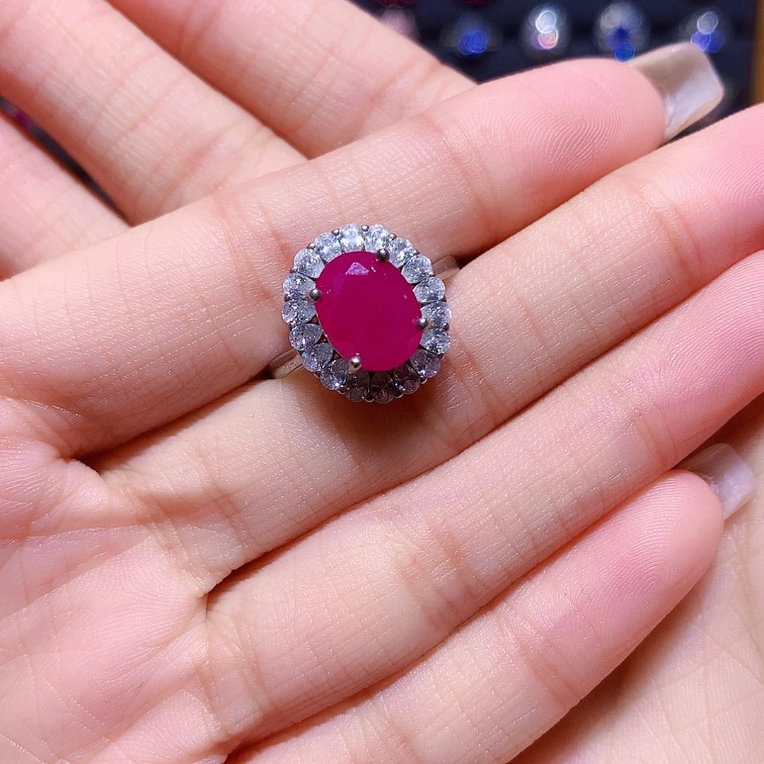 少***洁戒指银S925镶嵌红宝石