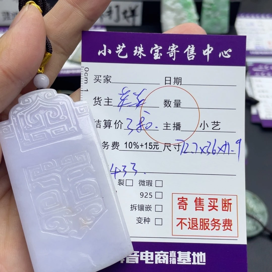 翡翠颈饰未镶嵌紫牌