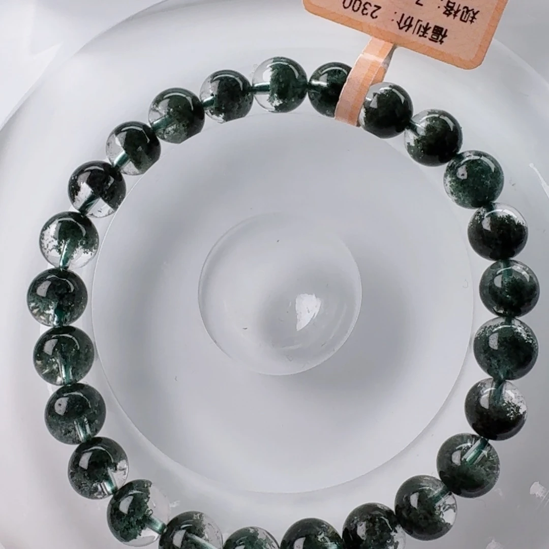 水晶手串未镶嵌天然绿幽灵聚宝盆