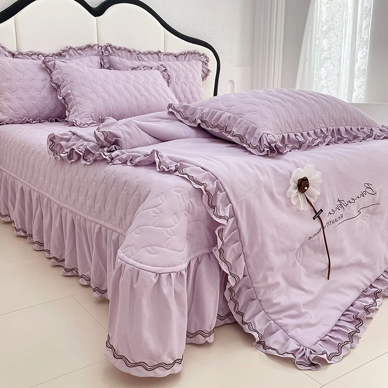 2025春夏新款韩版夏被床盖四件套夏凉被被子床上用品被夹棉床单4