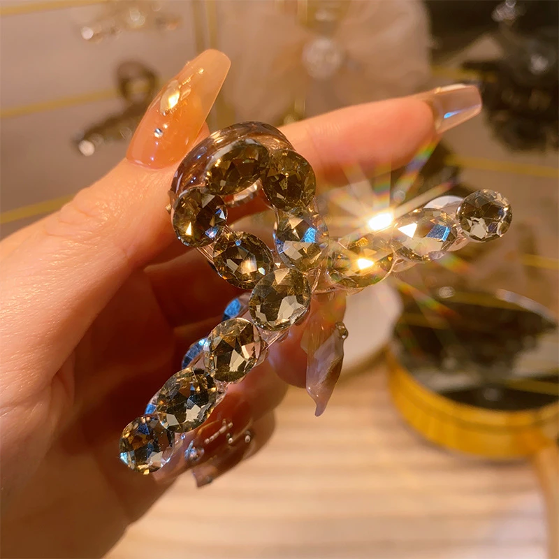 高级感闪亮亚克力水晶发夹女后脑勺夹子夏季新款头饰盘发鲨鱼夹