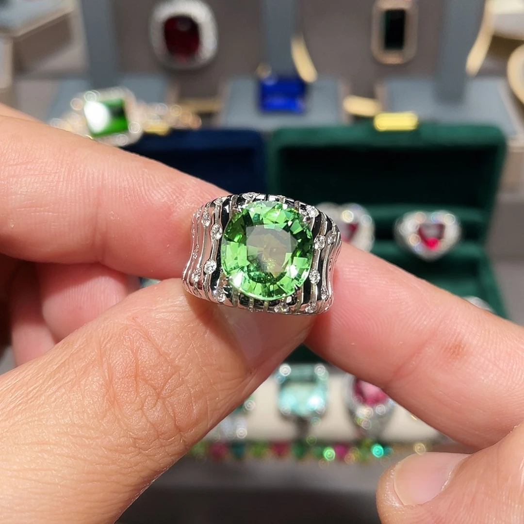 碧玺戒指18K金镶嵌7.38ct