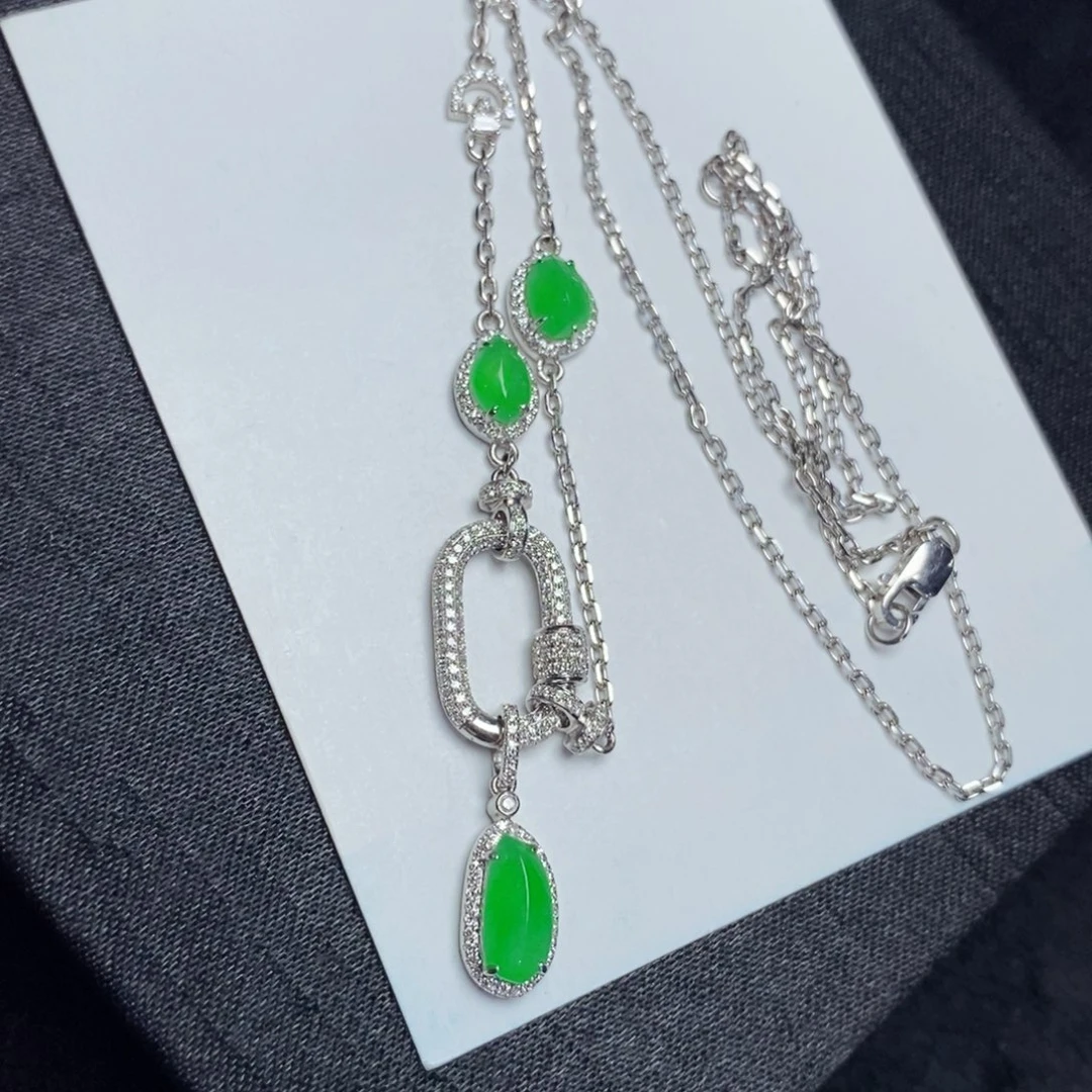 翡翠颈饰18K金镶嵌设计款百搭万能链