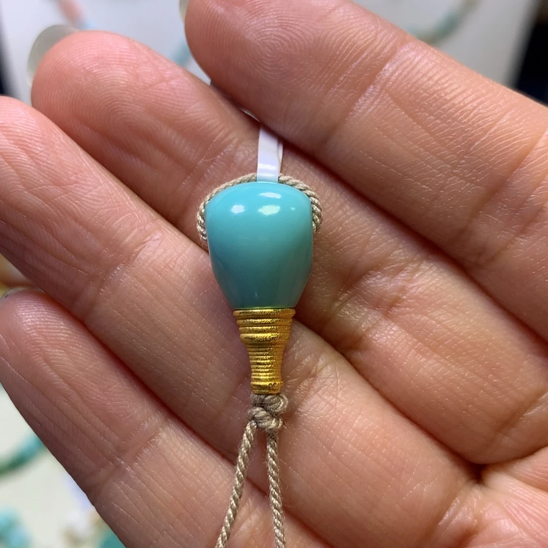 绿松石18K金镶嵌三通