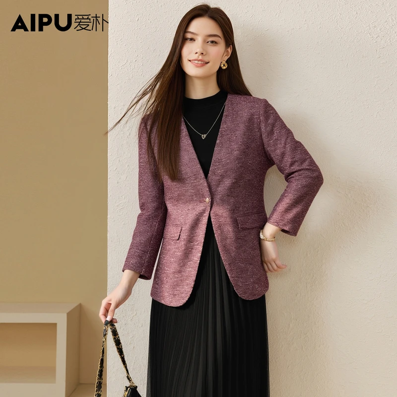 18667爱朴大码女装秋季新品遮肉女款爆款显瘦高级感时尚小香外套