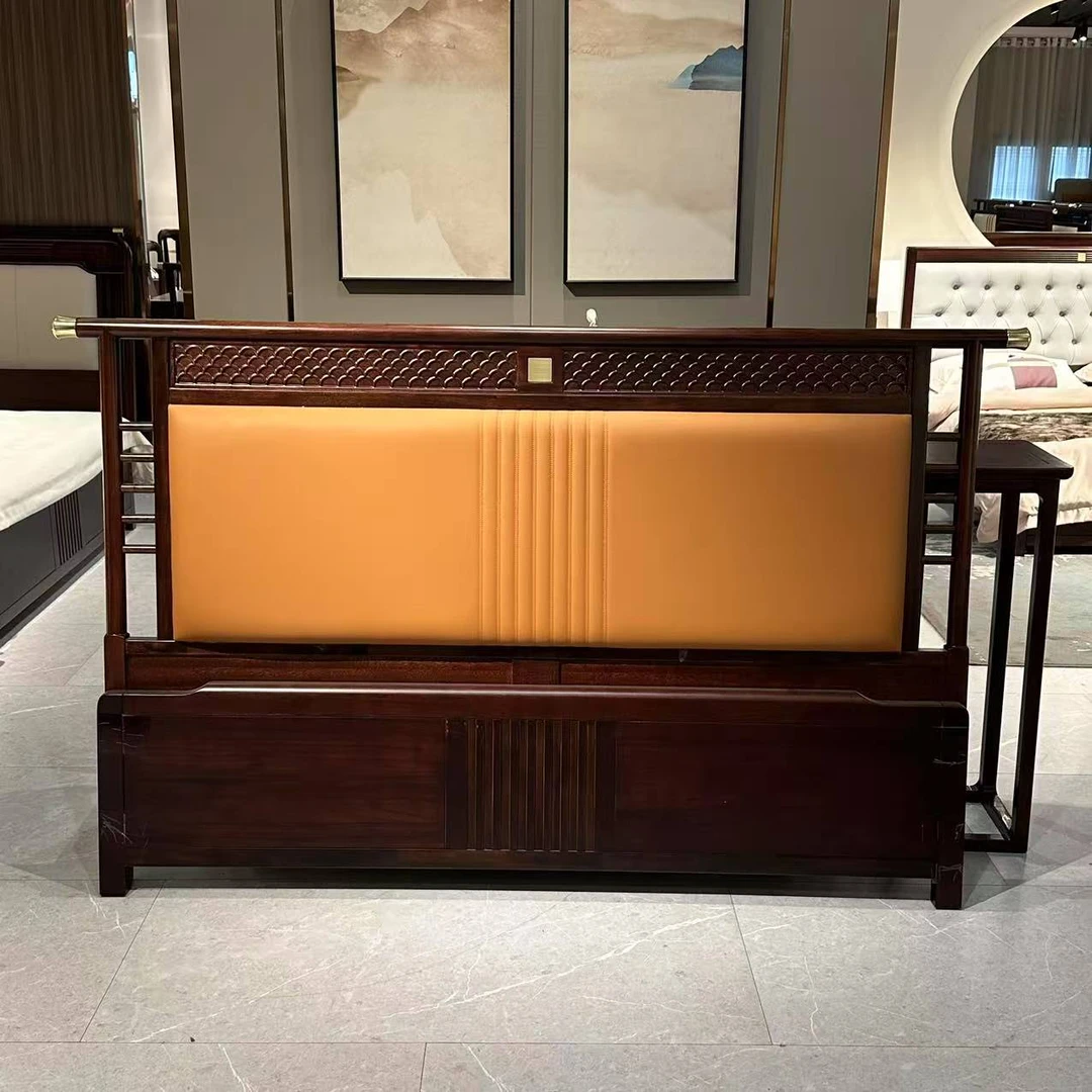 新中式乌金木大床简约禅意家用主卧室婚床1.5米次卧床新中式床