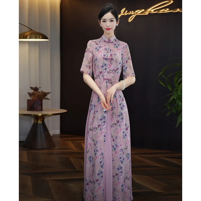 国风连衣裙女2025初秋新款气质显瘦新中式大摆长裙优雅气质裙子