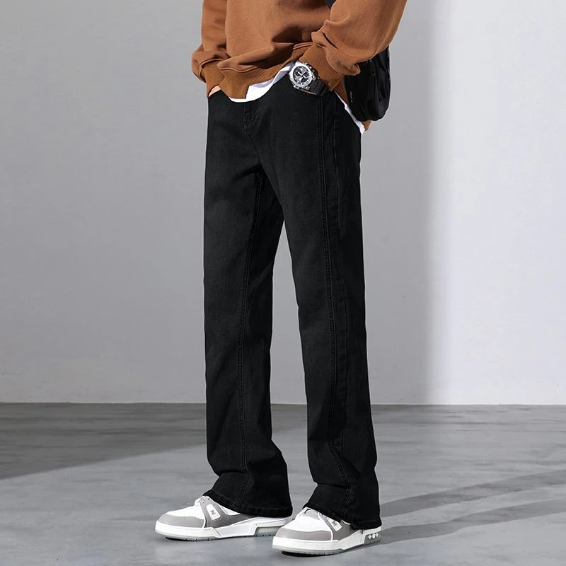 美式男款潮牌牛仔裤2025春季微喇裤子高个子加长弹力直筒帅气长裤