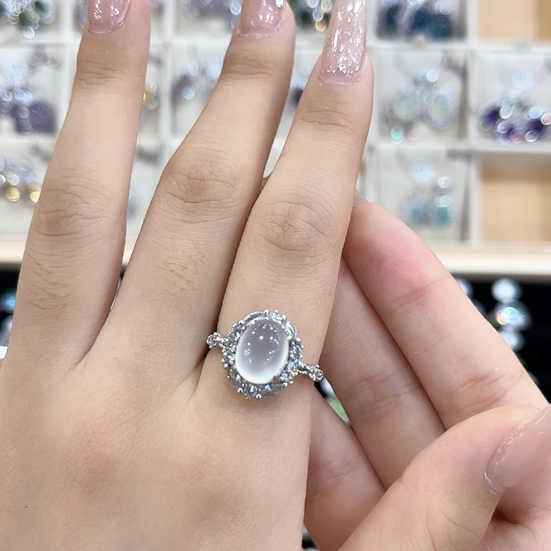 没***辙岫玉银S925镶嵌戒指