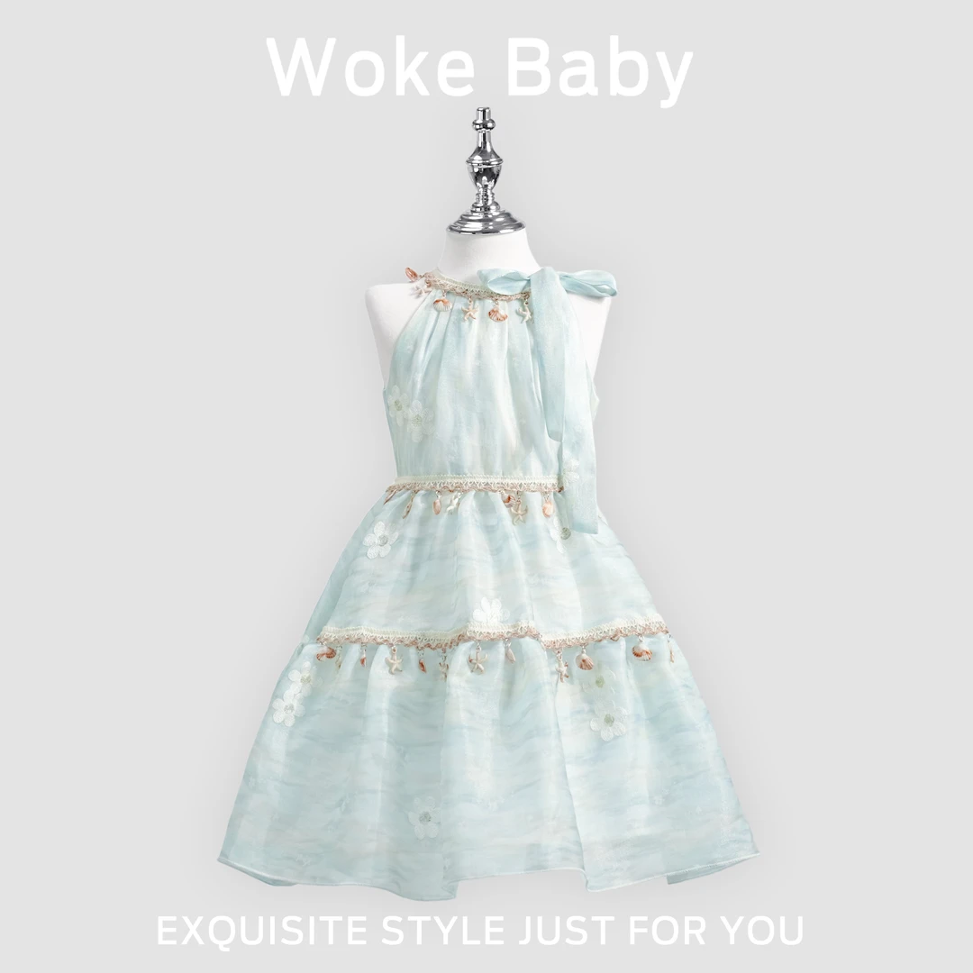 女童夏季可爱中大童中领套头汉服连衣裙M5477