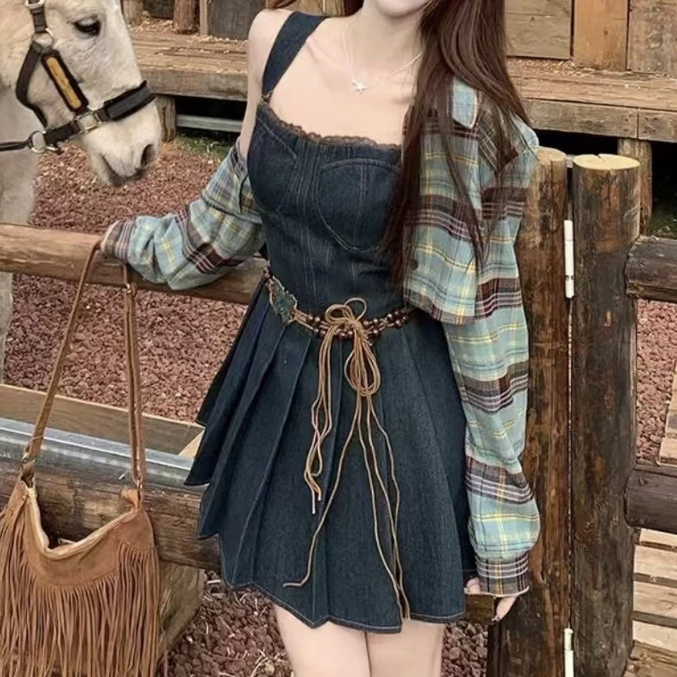 【茄子专属】连衣裙女2025夏季新款收腰显瘦花边A字短裙chic