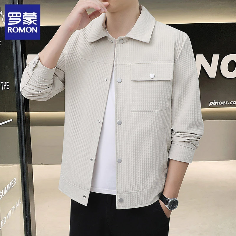 罗蒙春秋新款轻奢韩版男款潮流休闲短款外套上衣翻领2025夹克薄款