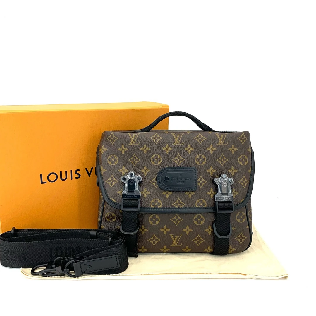 99新 LouisVuitton/路易威登 棕老花 TRAIL双扣邮差包 尺寸31/22