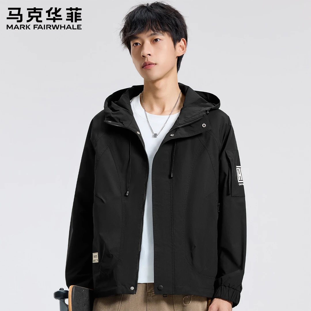 【户外休闲】马克华菲简约男士休闲夹克户外连帽夹克百搭夹克外套男