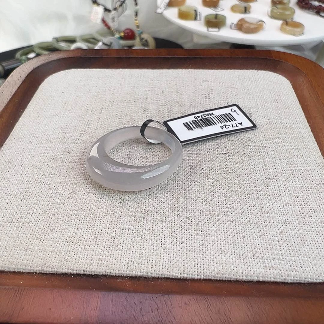 和田玉未镶嵌戒指w54冰紫馒头片17.5不退换