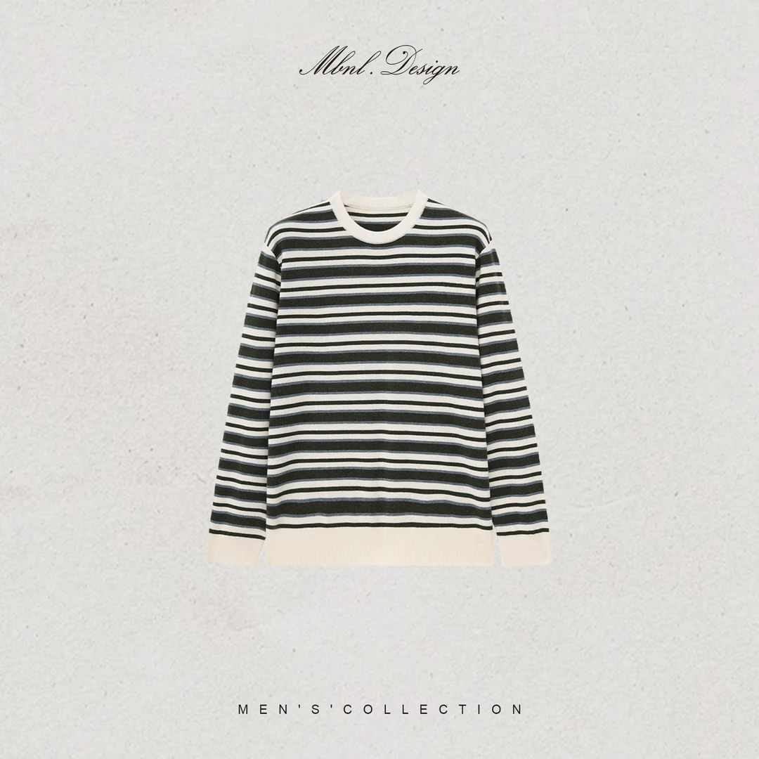 MBNL-F「RRL定染条纹」秦磊男装羊绒羊毛定织针织衫LL-WSY1126
