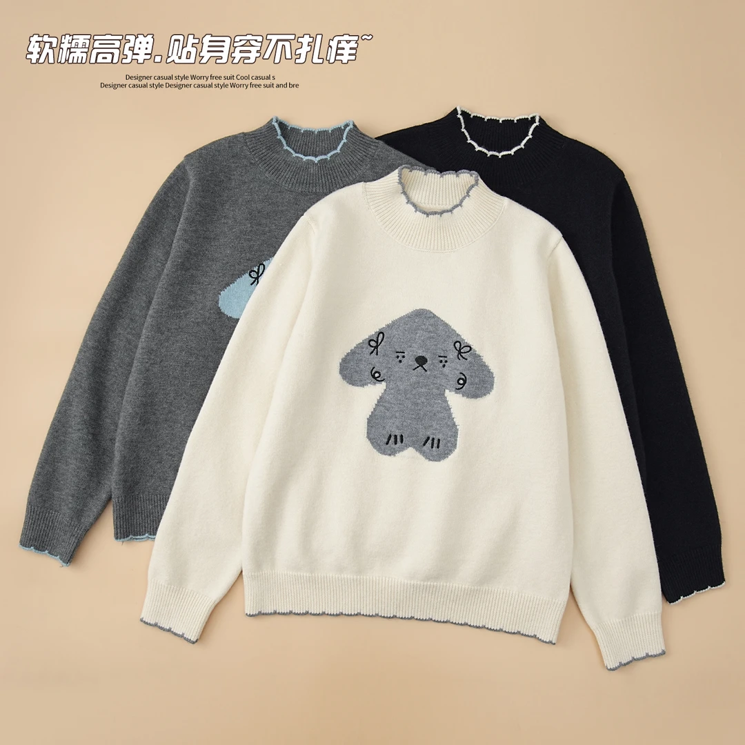 【半高领/贴身不扎肉】女童针织毛衣2025冬季新款加厚打底初中内搭