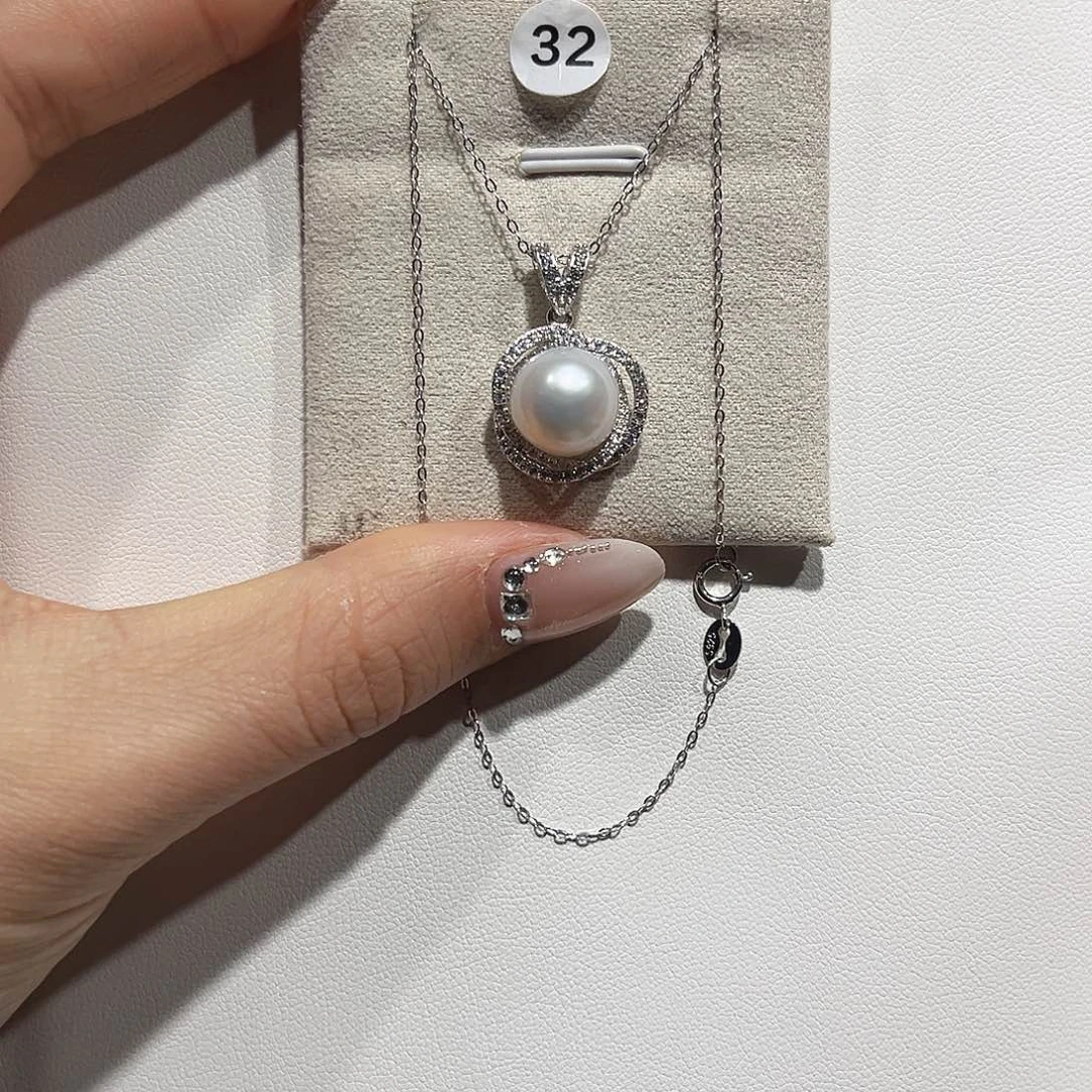 淡水珍珠银S925镶嵌项链