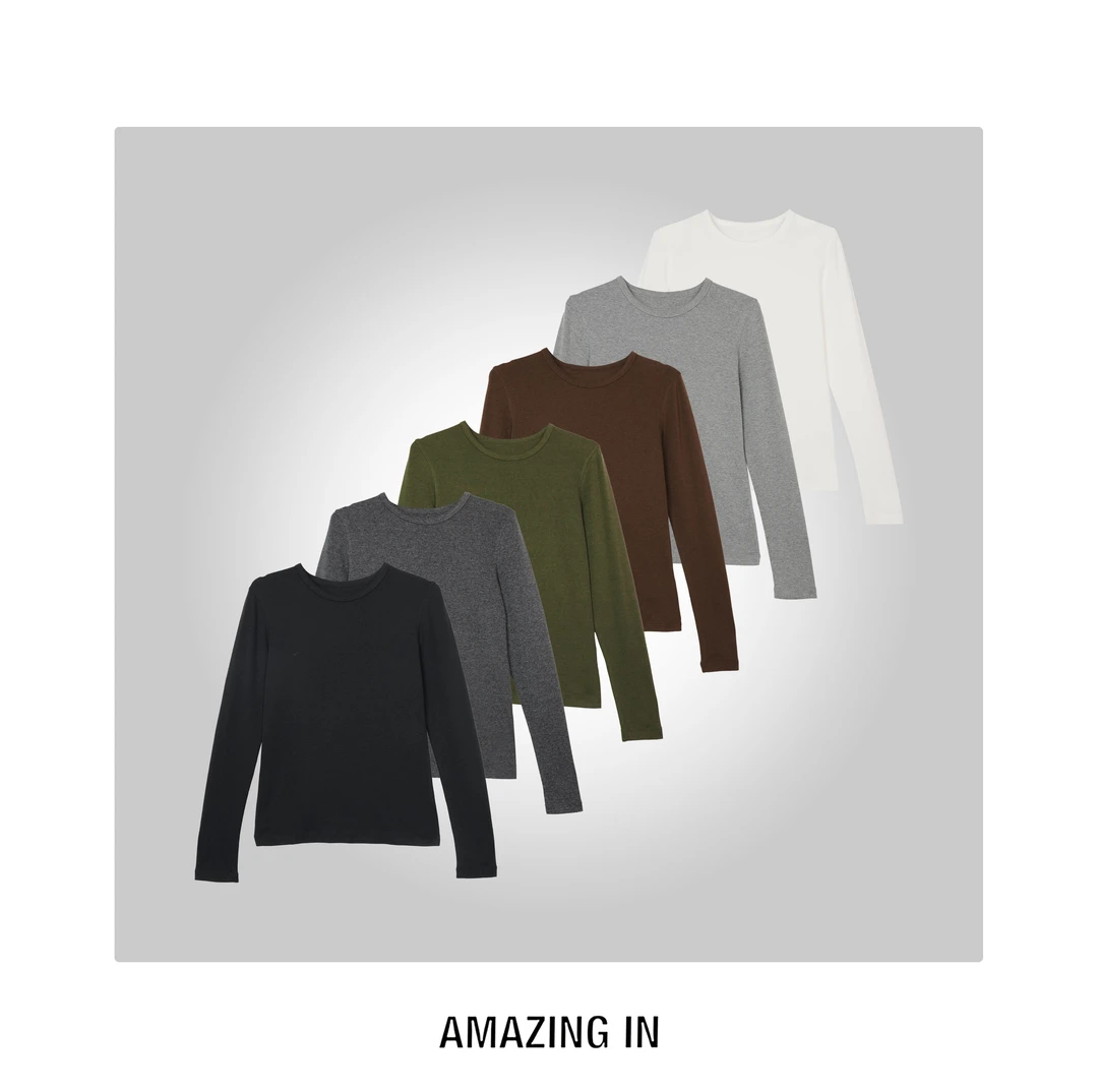 AMAZING IN | 山羊绒x棉 | 圆领长袖打底衫女A251202-AI5CDTL0828