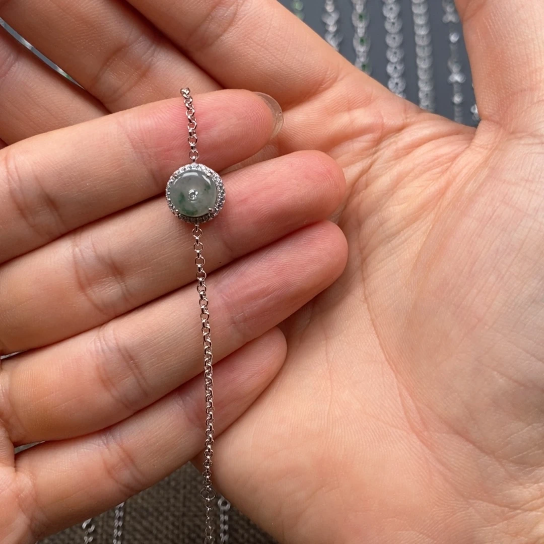 婉***安翡翠银S925镶嵌颈饰88559