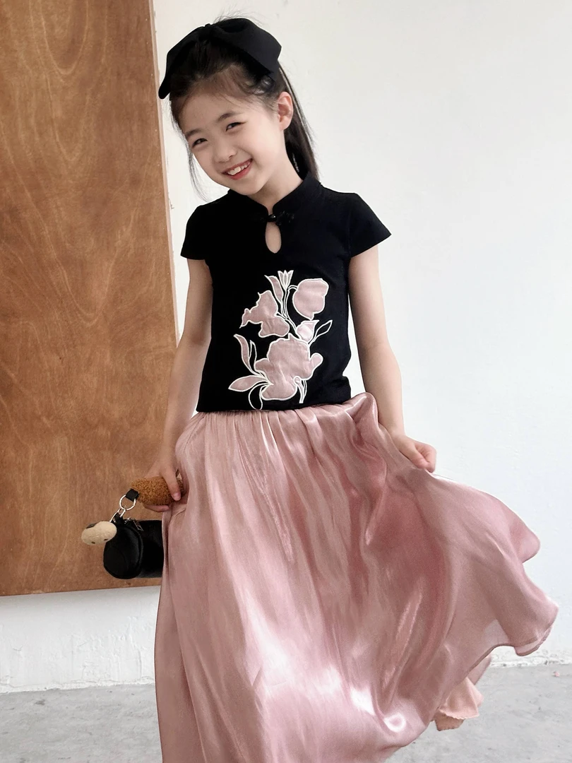 『铃兰花』小众设计新中式重工贴布绣针织旗袍上衣 亲子