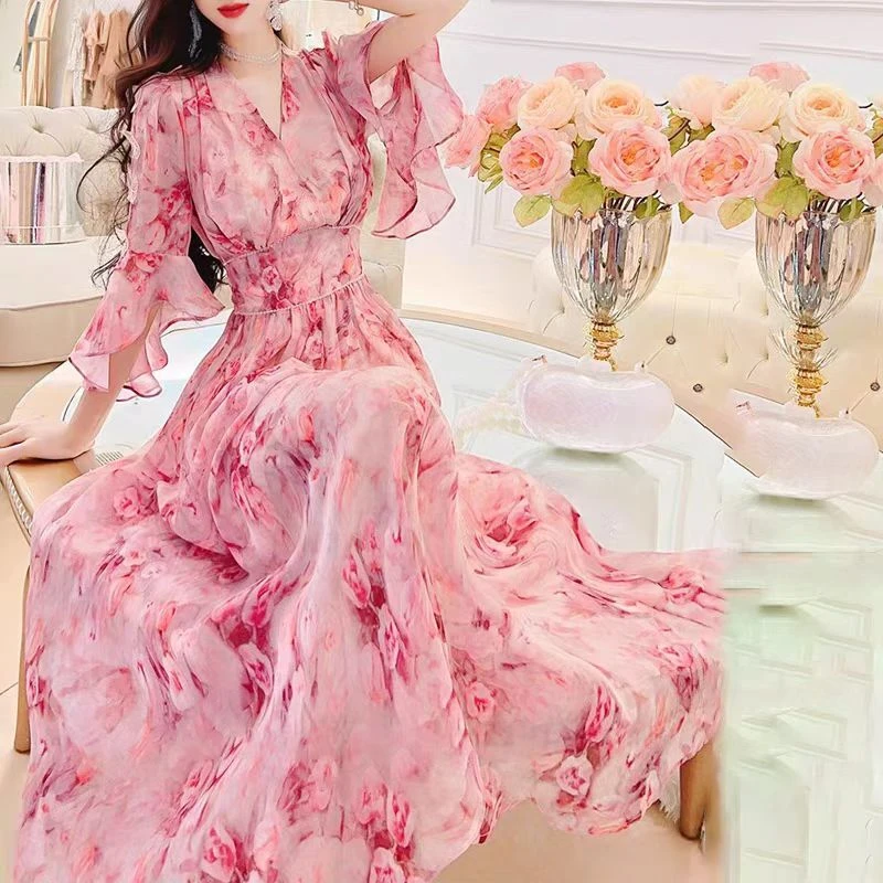 X701-800夏季新款浪漫甜美收腰显瘦连衣裙（不是主图以直播间为准）