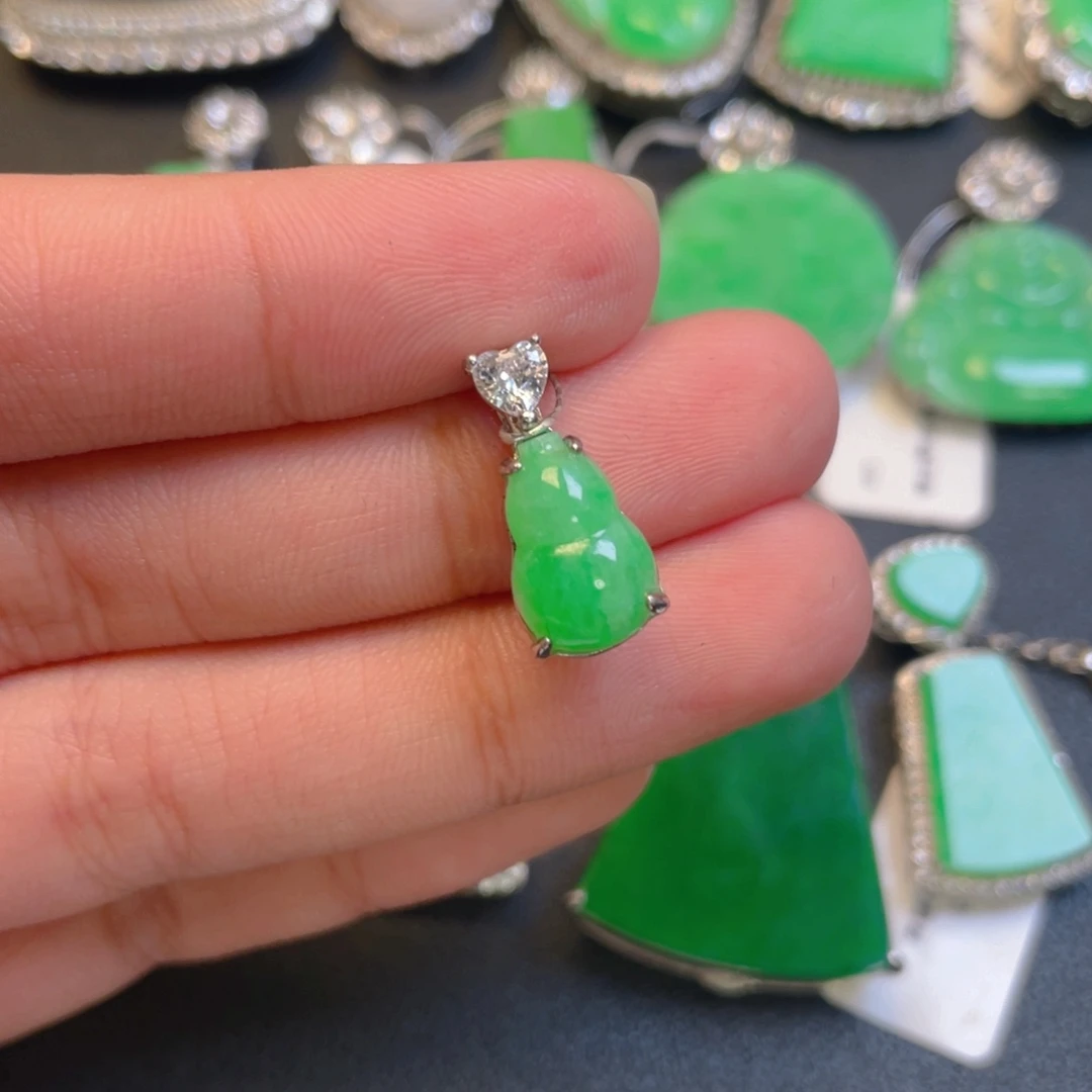 翡翠银S925镶嵌吊坠(不含链)