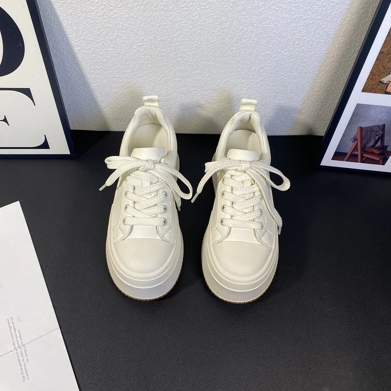 增高6CM欧货女鞋2025夏季新款休闲百搭时尚小白鞋厚底系带潮鞋女