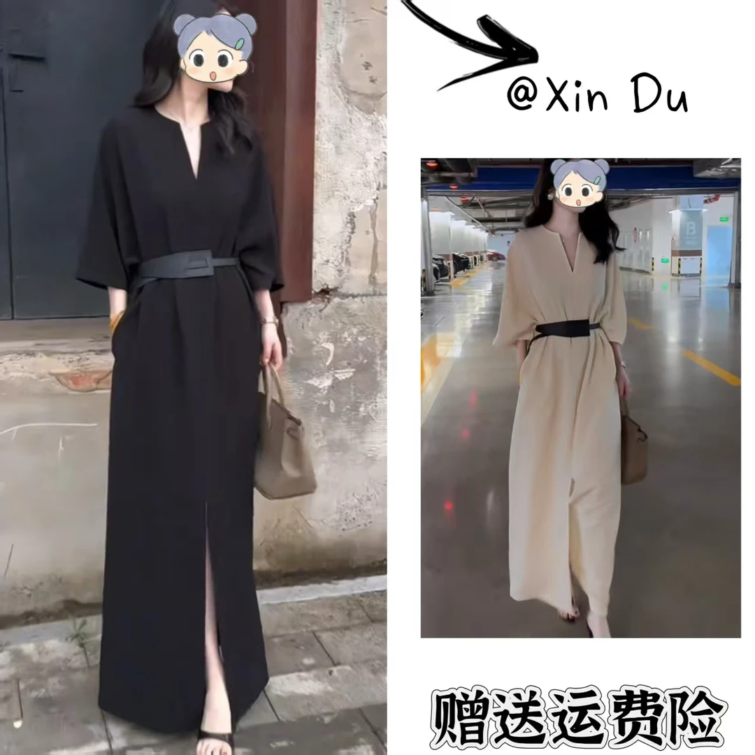 2025秋季新款时尚显瘦气质女士网红洋气连衣裙百搭款D22058