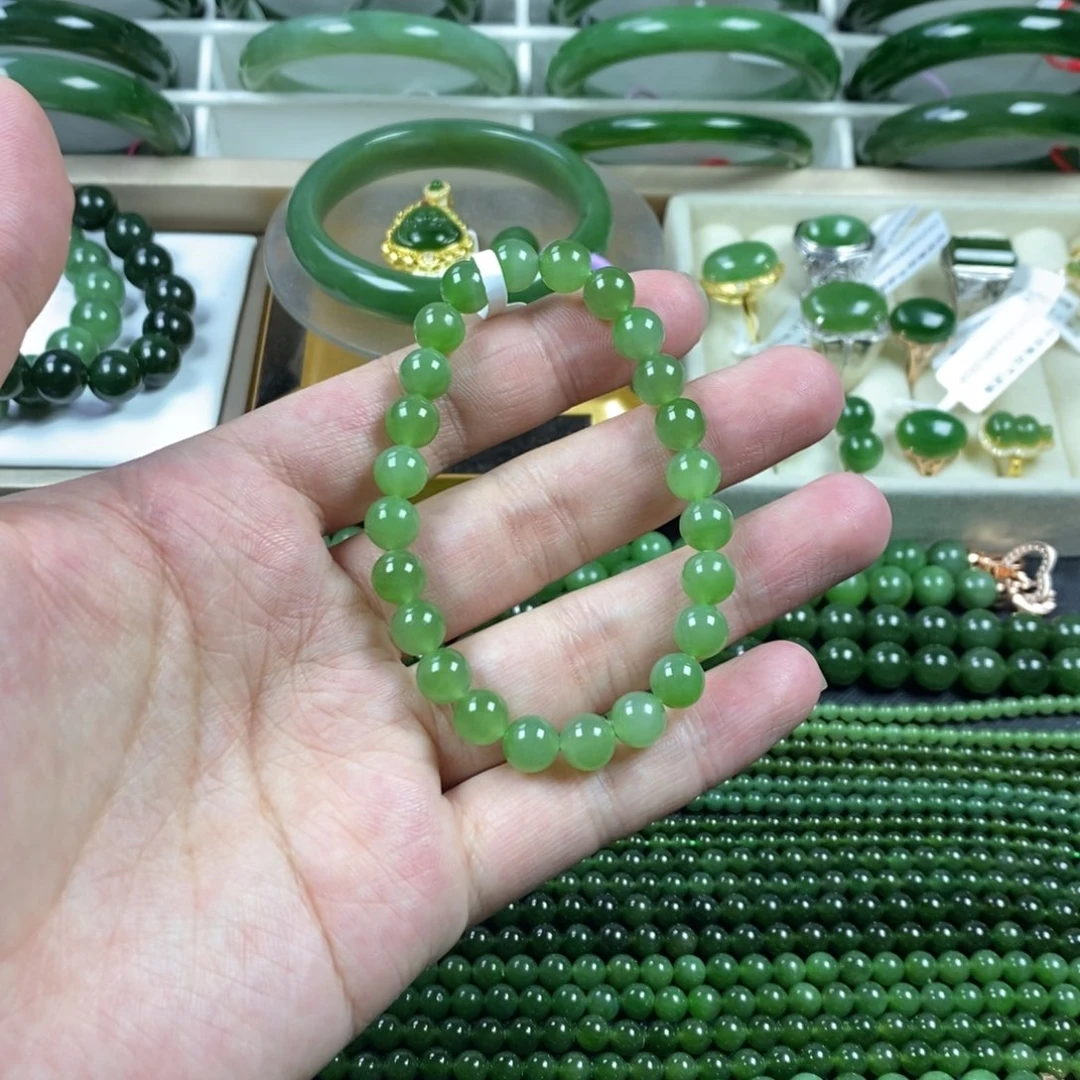 和田玉（碧玉）手串未镶嵌卡8