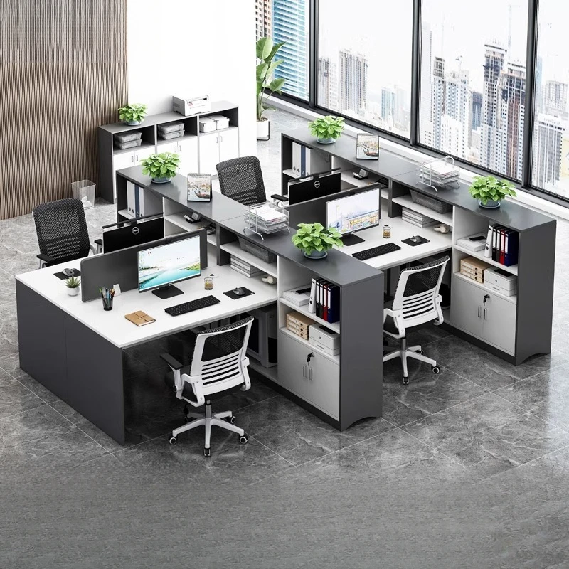 职员办公桌组合简约工作位四人位升级屏风工位员工电脑桌财务桌子