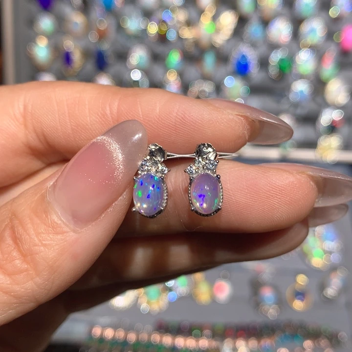 欧泊欧泊耳饰银S925镶嵌