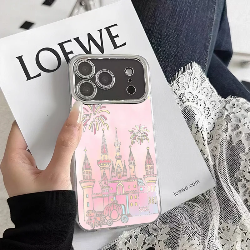 城堡烟花适用苹果17/16卡通iPhone15羽纱手机壳14/13/12pr防摔