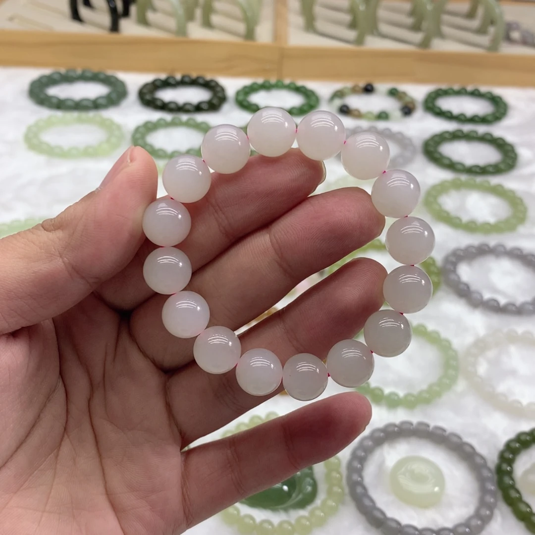 和田玉未镶嵌手串（藕粉11.8）