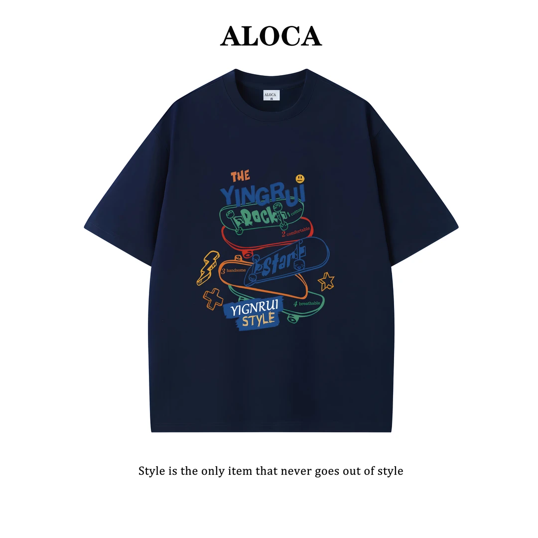 重磅纯棉男女同款创意印花短袖夏季休闲百搭潮流上衣男士正肩t恤