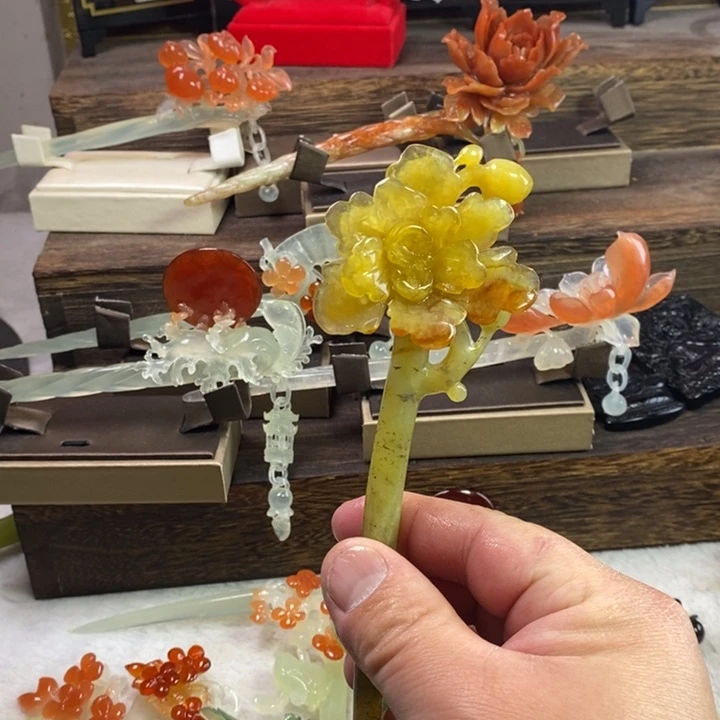 蛇纹石玉合金发饰