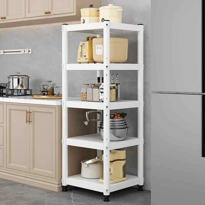 【白色】圆管花架边柜多层碳钢置物架阳台厨房卫生间餐厅客厅卧室