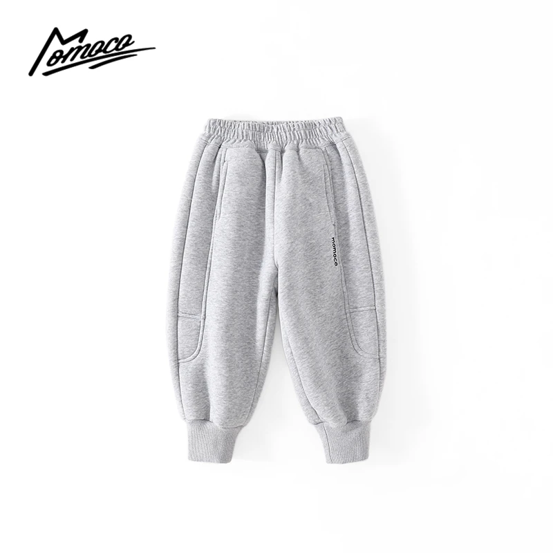 MOMOCO冬季新款男童时尚灰色加绒休闲宝宝卫裤75480358002