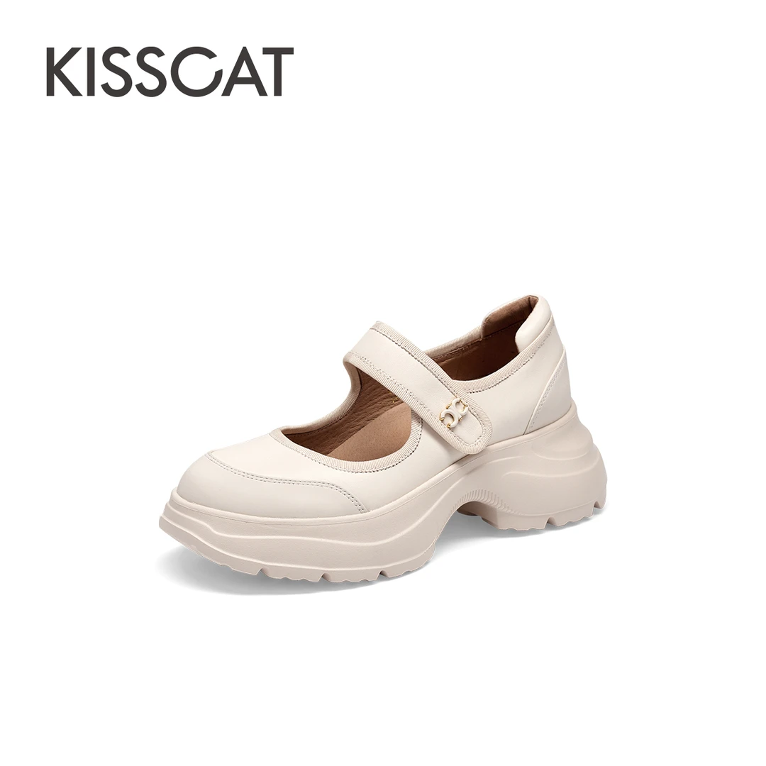 【商场同款】接吻猫新款休闲圆头底玛哑光羊皮面厚丽珍KA64133-50