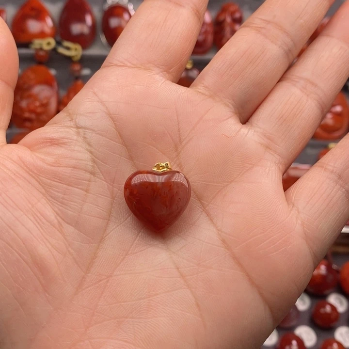 南红玛瑙吊坠(不含链)银S925镀金镶嵌H**Y