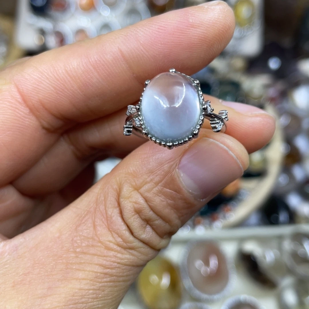 【闪购商品】银S925镶嵌珠宝半成品水晶戒指